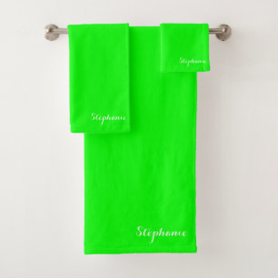 Nom Vert Néon Moderne Élégant Monogramme Bohème
