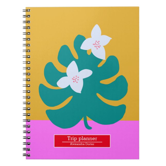 Nom voyage personnalisé Carnet floral moderne (Devant)