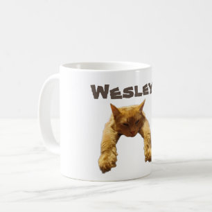 Nom Wesley Avec Chat Lazy, Mug De Café