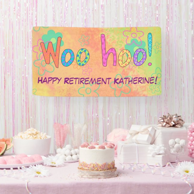 Nom WooHoo de retraite Bannière personnalisée (Fête)