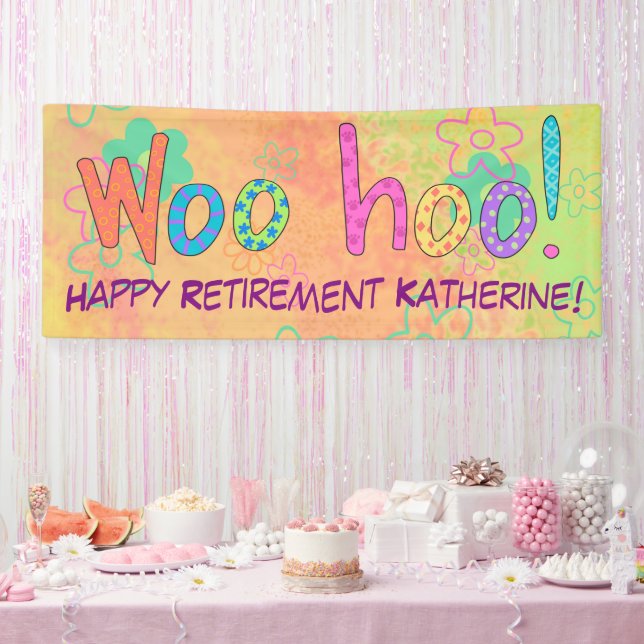Nom WooHoo de retraite Bannière personnalisée (Fête)