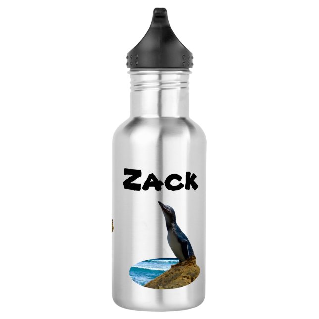 Nom Zack Avec Pingouin, Bouteille D'Eau (Droite)