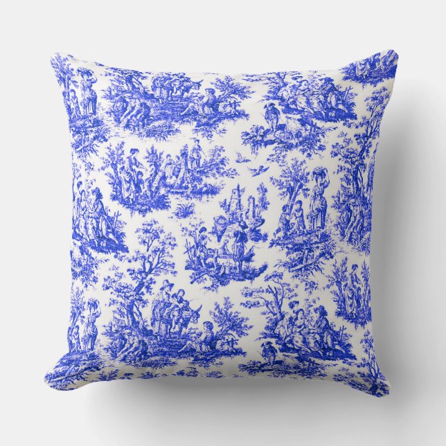 NOMADESAUSTRALIENS Französisches Royal Blue Jouy D Kissen (Vorderseite)