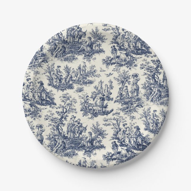 NOMADESAUSTRALIENS Marine Toile de Jouy Pappteller (Vorderseite)
