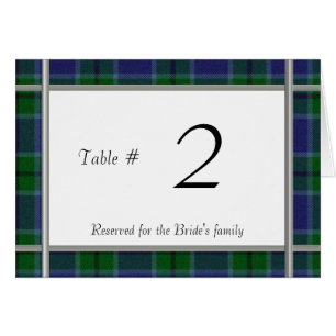 Nombre de table de réception de mariage de plaid