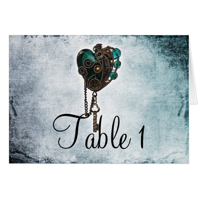 Nombre turquoise de Tableau de mariage de coeur de (Devant horizontal)