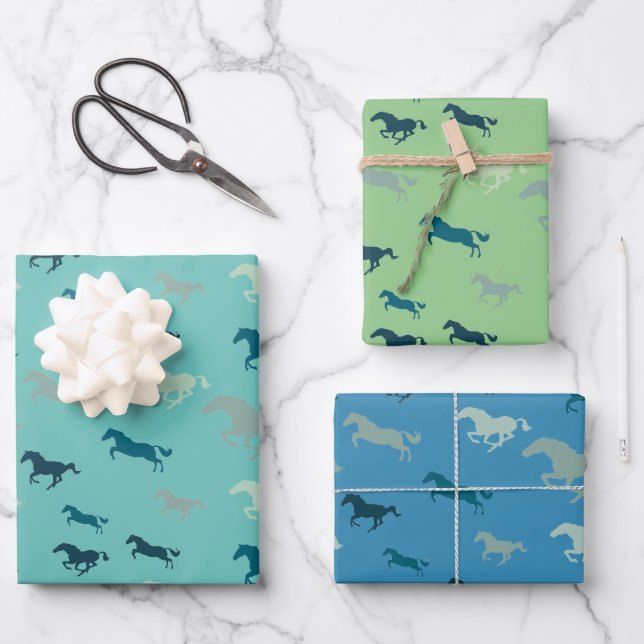 Nombreux Chevaux Design Enveloppement Feuilles de  (Recto)