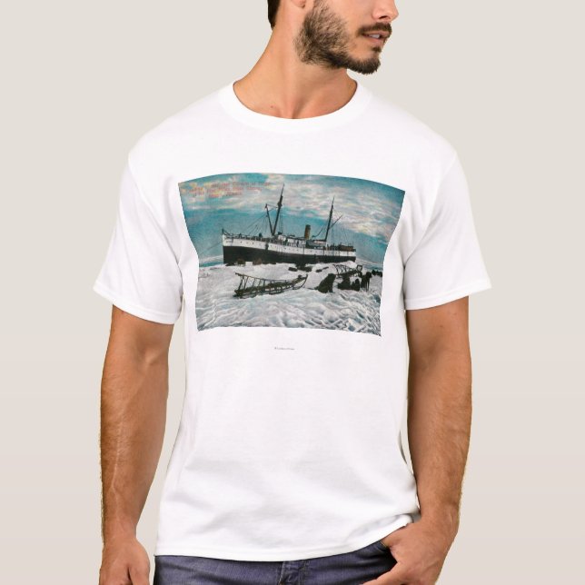 Nome, Alaska-Ansicht des Dampfers auf Eis-Rand T-Shirt (Vorderseite)