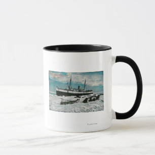 Nome, Alaska-Ansicht des Dampfers auf Eis-Rand Tasse