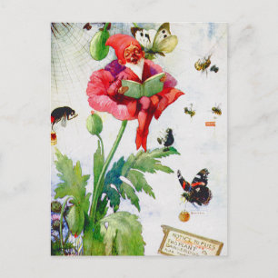 Nomen in einer Mohnblüte Postkarte