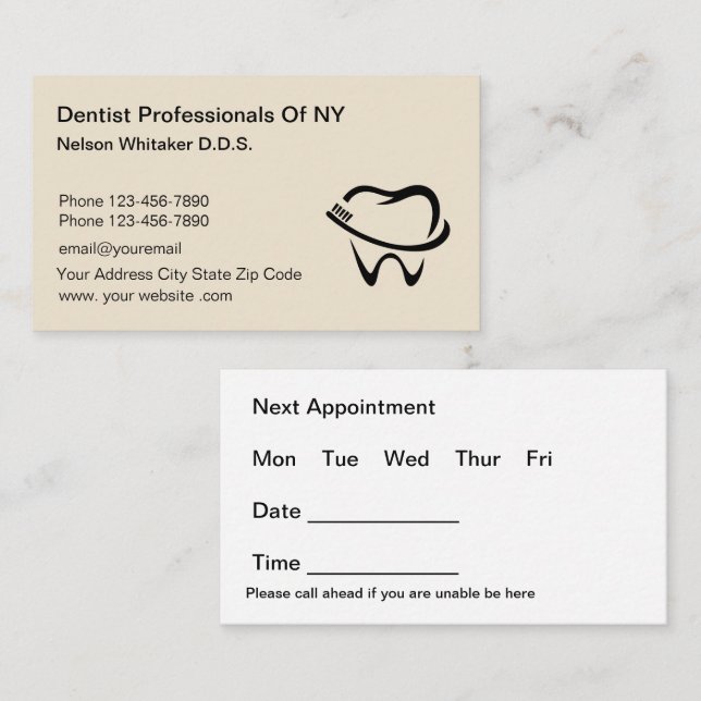 Nomination d'un dentiste en vrac Cartes de visite  (Devant / Derrière)