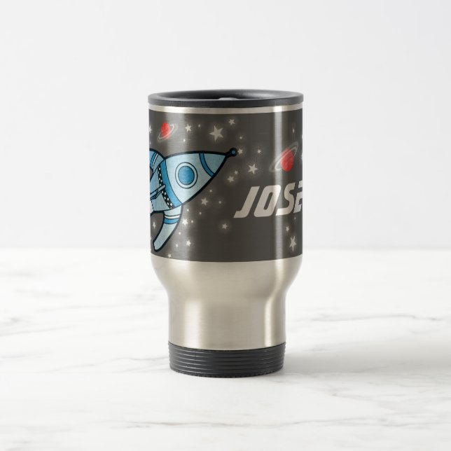 Nommé 6 lettres espace gris bleu rouge gosses mug (Centre)