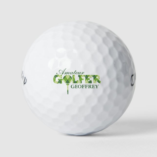 Nommé Amateur Golfeur vert plaid balles de golf (Devant)