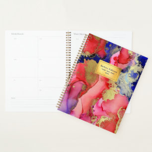 Nommé Red Purple Gold Abstrait Planner