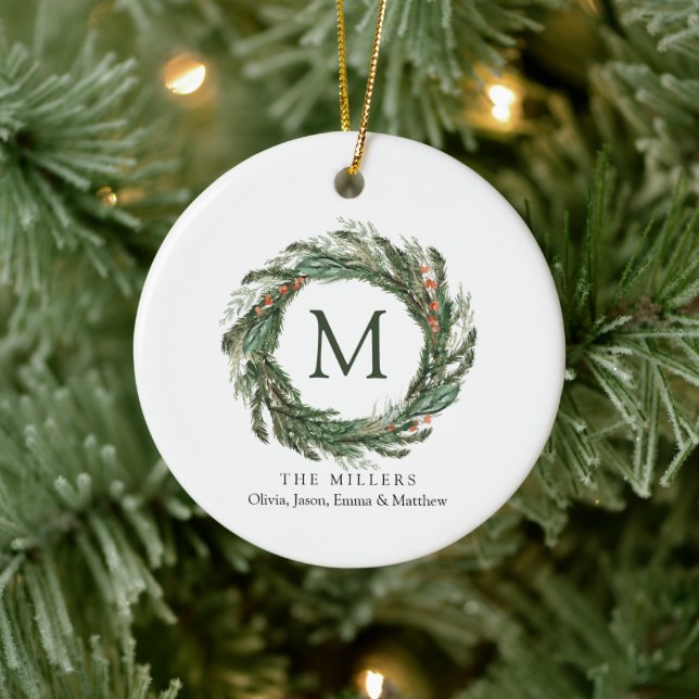 Noms de famille Ornement de Noël Monogramme couron (Arbre)