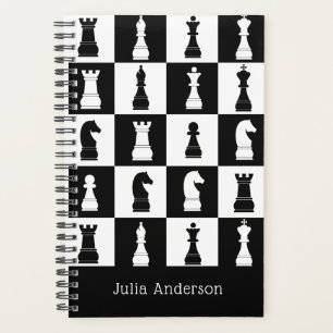Noms de figures de jeu d'échecs motif noir et blan