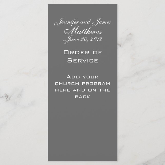 Noms de monogrammes Date Service Mariage Programme (Devant)