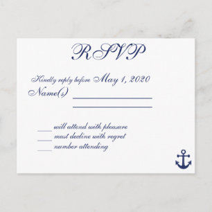 Noms des cartes postales RSVP Marine Blue Nautical
