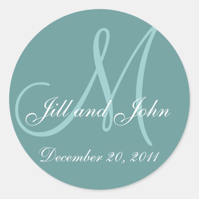 Noms des dates et Sticker bleu Monogramme initial (Devant)