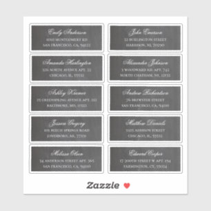 Noms des invités & adresse. Étiquettes d'expéditio