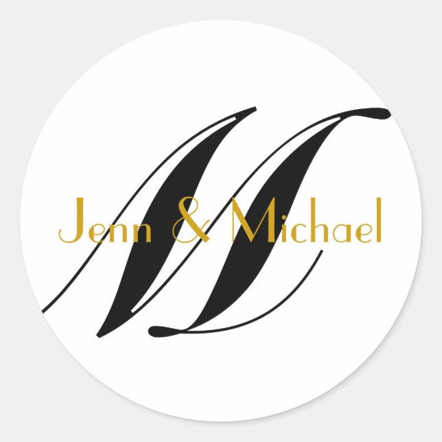 Noms des mariées mariages Monogramme L Sticker Or (Devant)