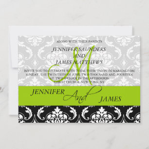 Noms des monogrammes Damas Faire-part de mariage v
