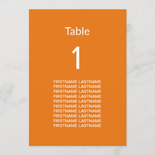 Noms d'hôtes Carte de table orange brillante moder