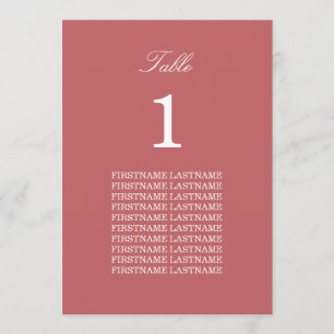 Noms d'invités Carte de table rose Rose Dusty