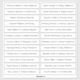 Noms d'invités de script manuscrits Étiquette blan