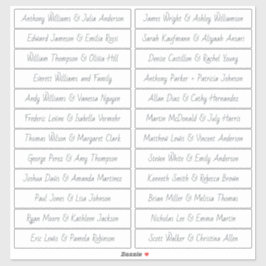 Noms d'invités de script manuscrits Étiquette blan