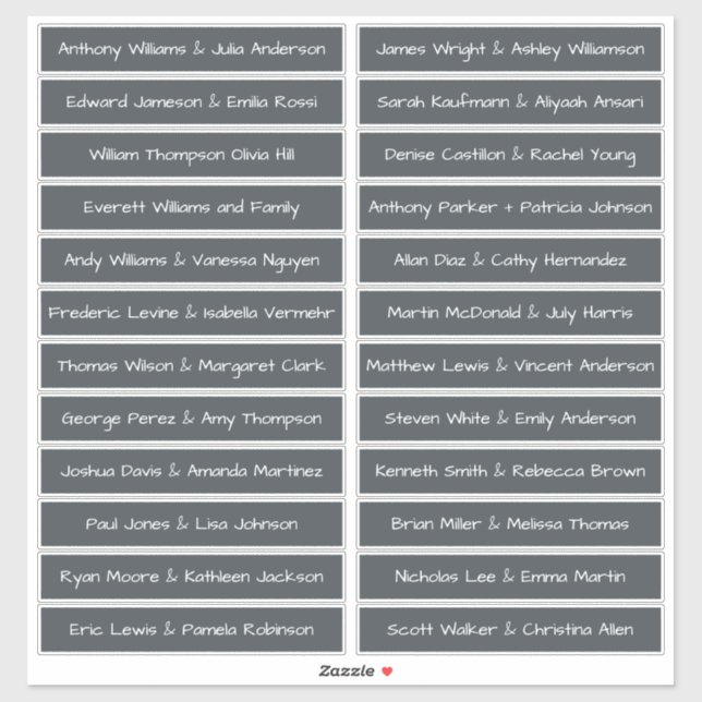 Noms d'invités de script manuscrits Étiquettes Off (Feuille)