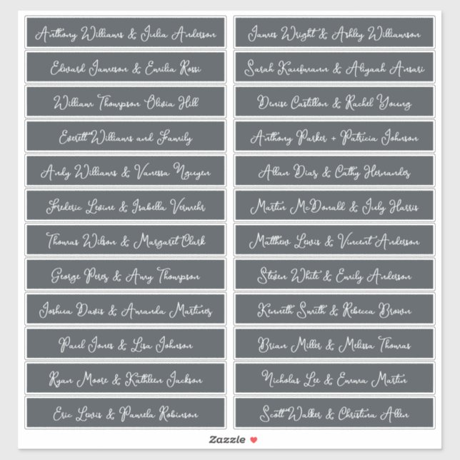 Noms d'invités de script manuscrits Étiquettes Off (Feuille)