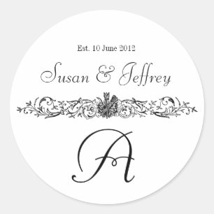 Noms du logo Monogram Date Mariage Étiquette