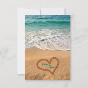 Noms en coeur sur la plage Mariage RSVP