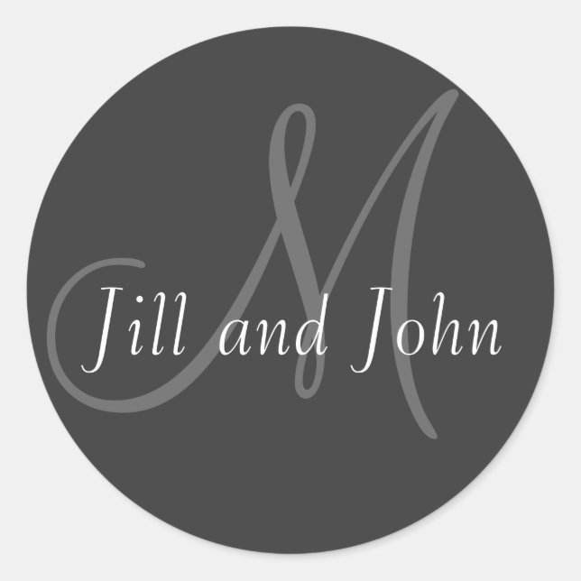 Noms et Monogramme initial Mariage Sticker Gris (Devant)