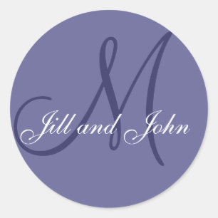 Noms et monogramme initial Sticker Blue Mauve