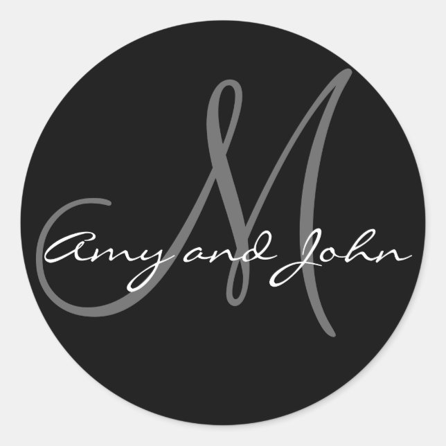 Noms et Sticker Mariage Monogramme initial noir (Devant)