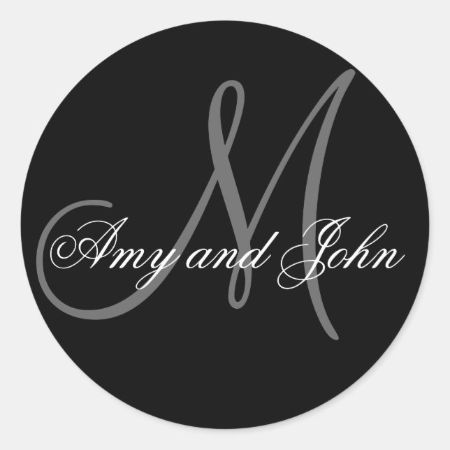 Noms et Sticker Mariage Monogramme initial noir (Devant)