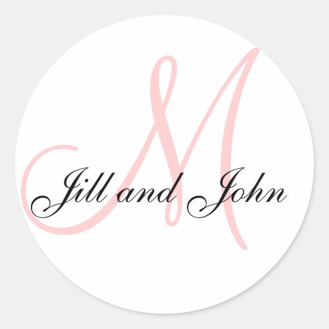 Noms et Sticker Monogramme initial rose blanc (Devant)