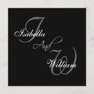 Noms noirs Initiales Invitations de mariage
