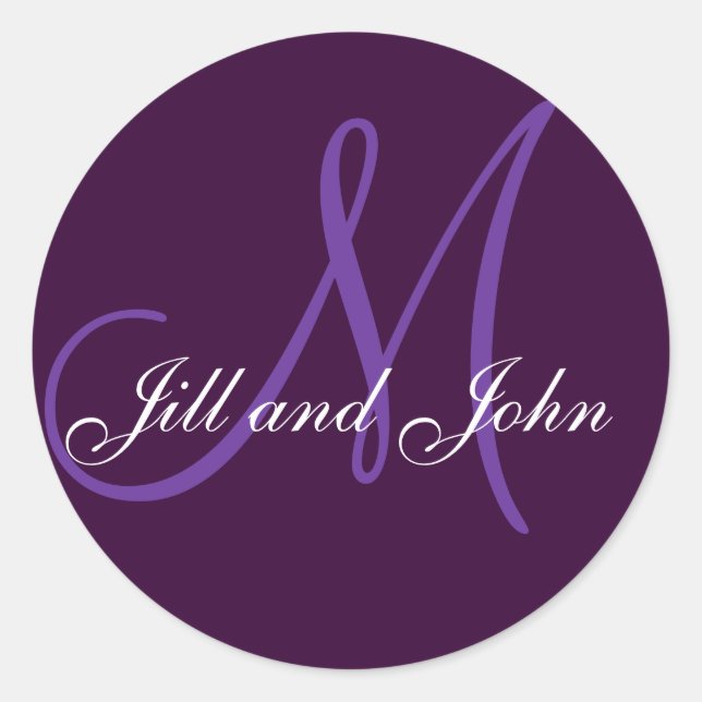 Noms pourpres et Sticker Mariage Monogramme initia (Devant)