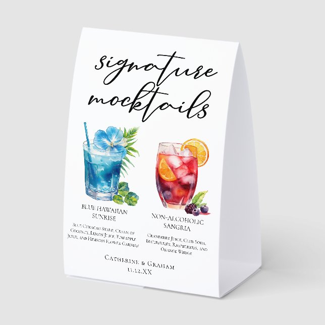 Non-Alcoholic Beach Wedding Mocktails Tischaufsteller (Vorderseite)
