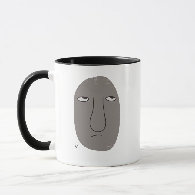 Non Amusé Cartoon Face Café Mug (Gauche)