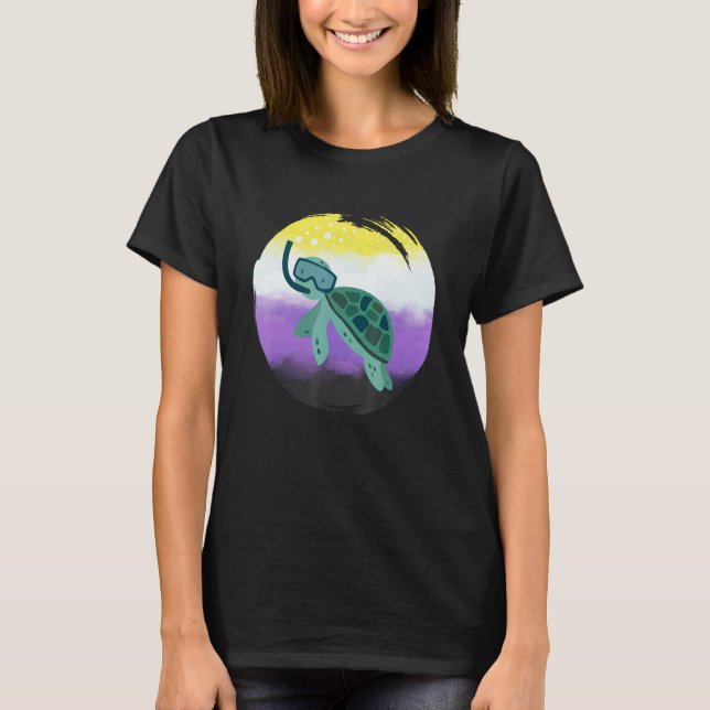 Non Binary Flag Turtle Sunglasses   LGBT Nonbinary T-Shirt (Vorderseite)