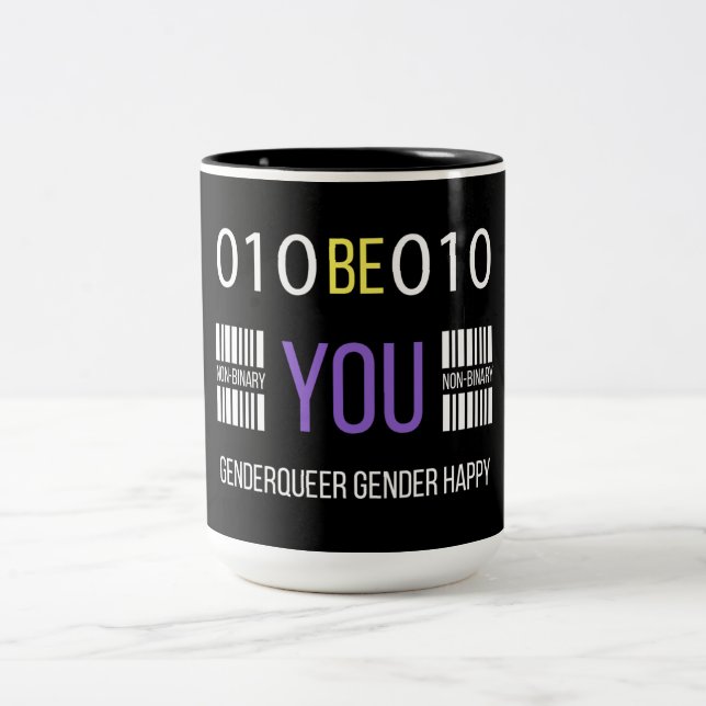 Non-Binary Genderqueer Happy Coffee Tasse (Mittel)