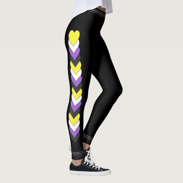 Non-binary pride flag hearts and stripes leggings (Rechts)