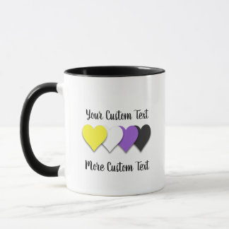 Non-binary pride hearts mug tasse