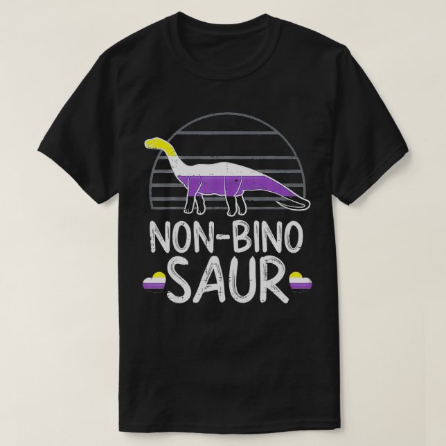 Non-Bino Saur Dinosaur LGBTQ Nichtbinäre Flagge Ge T-Shirt (Design vorne)