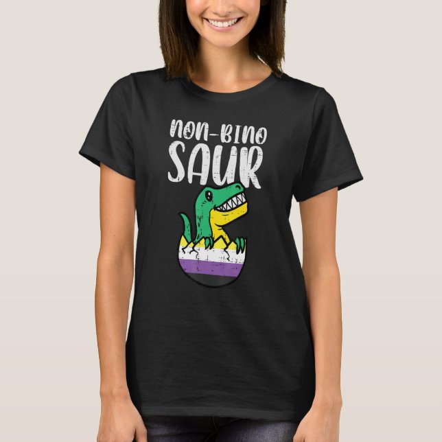 Non-Bino Saur Nonbinary Dinosaurier Trex Enby Nb P T-Shirt (Vorderseite)