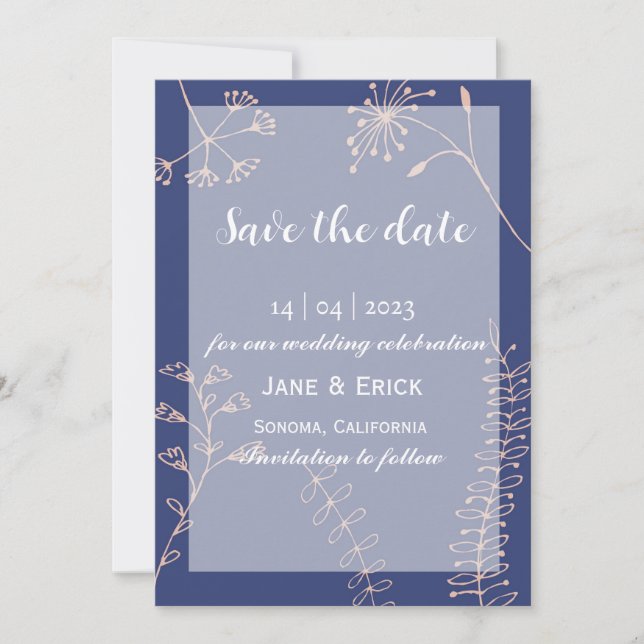 Non Foto Simple Blue Wild Blume Save The Date (Vorderseite)